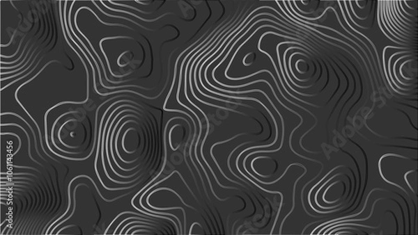 Obraz Topography vector background, banner. Imitation of a geographical map, contour lines. Modern design with topographic wavy pattern design.paper texture Imitation of a geographical map shades	
