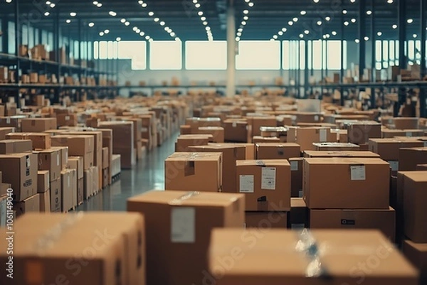 Fototapeta Warehouse Organized with Orders Ready for Shipment