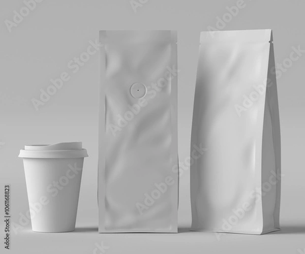 Obraz White Coffee bag mockup in white background	