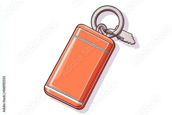 Fototapeta Orange keychain holder with keys, white isolate background.