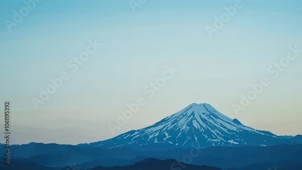 Fototapeta Generative AI, Minimalist Mountain Landscape with Soft Pastel Blue Background