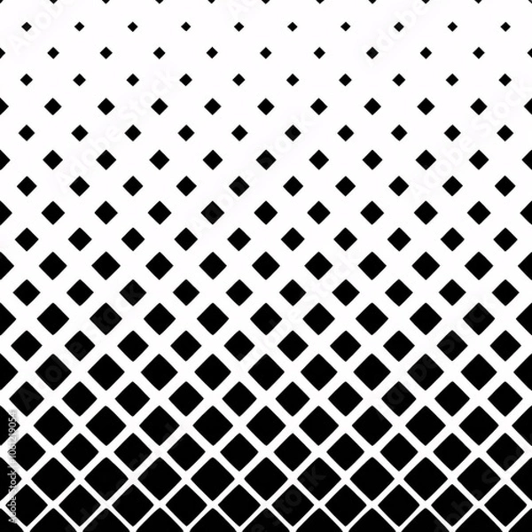 Fototapeta A black and white abstract image with a repeating diamond pattern that fades from solid black at the bottom to a sparse pattern at the top, creating a halftone effect