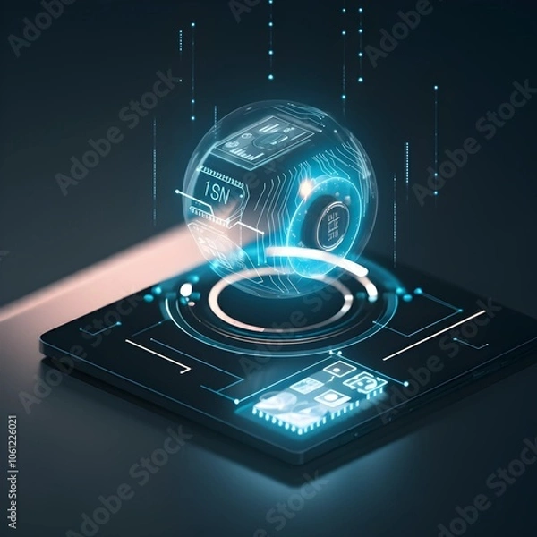 Fototapeta Visualizing business efficiency through advanced tech solutions in AI, blockchain, and AR