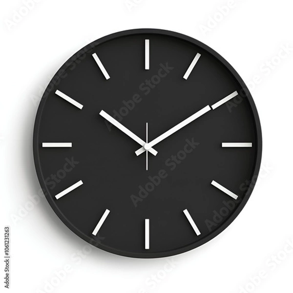 Fototapeta Minimalist Black Clock with White Hands