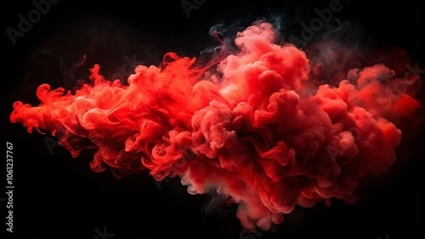 Fototapeta Vibrant Red Smoke Explosion on Black Background - Abstract Watercolor Texture for Posters and Banners