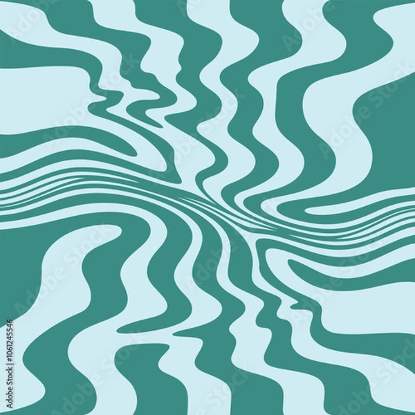 Fototapeta wavy lines abstract background. Trendy psychedelic retro style backdrop. Waves, swirl and twirl pattern. Twisted distorted vector texture.