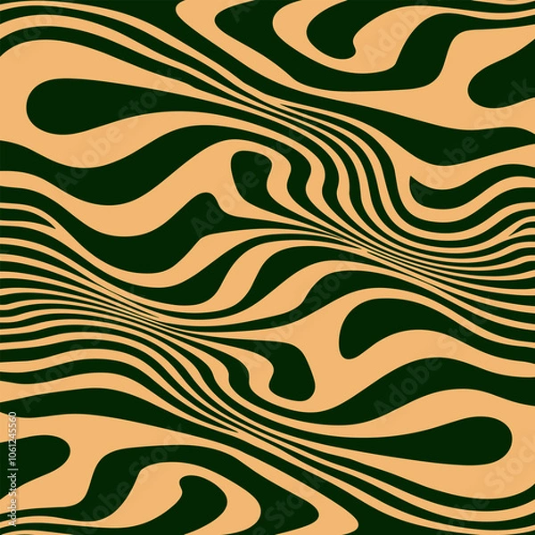 Fototapeta wavy lines abstract background. Trendy psychedelic retro style backdrop. Waves, swirl and twirl pattern. Twisted distorted vector texture.