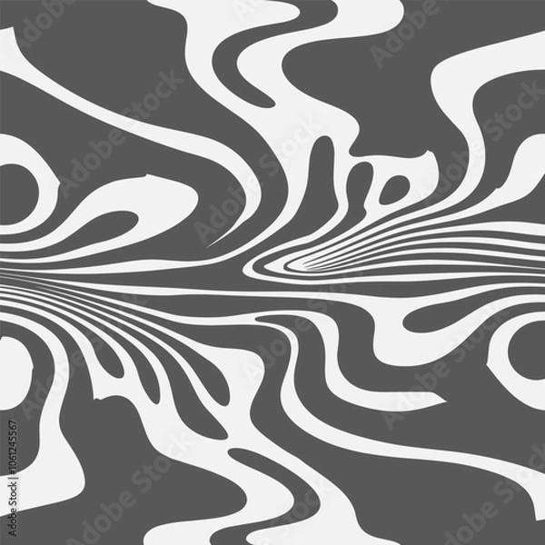 Fototapeta wavy lines abstract background. Trendy psychedelic retro style backdrop. Waves, swirl and twirl pattern. Twisted distorted vector texture.