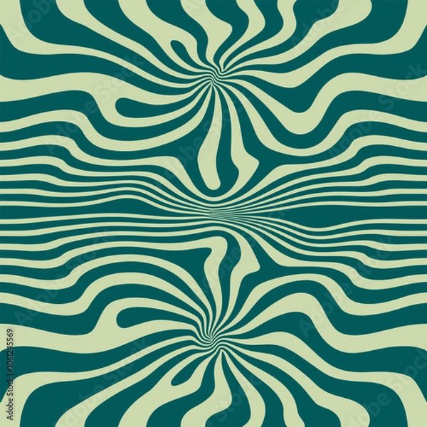 Fototapeta wavy lines abstract background. Trendy psychedelic retro style backdrop. Waves, swirl and twirl pattern. Twisted distorted vector texture.