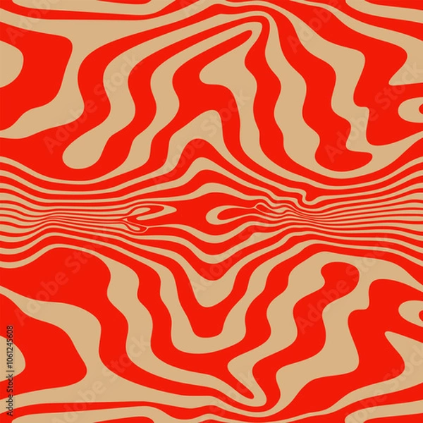 Fototapeta wavy lines abstract background. Trendy psychedelic retro style backdrop. Waves, swirl and twirl pattern. Twisted distorted vector texture.