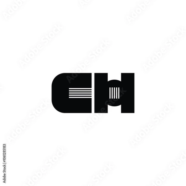 Fototapeta CH monogram logo design letter text name symbol monochrome logotype alphabet character simple logo