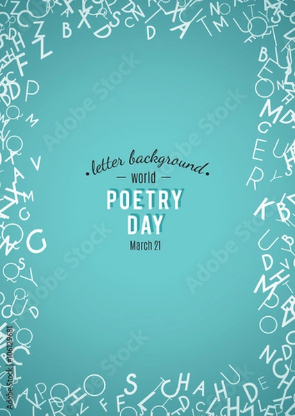 Fototapeta Abstract white alphabet ornament frame isolated on blue background