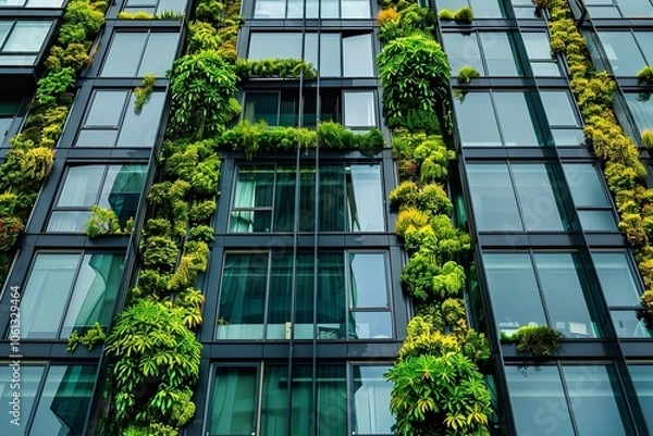 Obraz Green architecture for sustainable green buildings in contemporary cities. Generative Ai