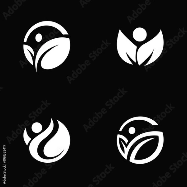 Fototapeta Organic Healthy Food creative leaf icon illustration vector layout