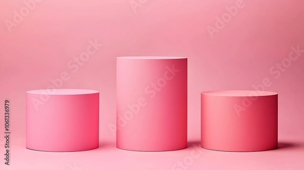 Fototapeta Pink Cylinders Product Display Clean Blank Canvas with Empty Space for Designs