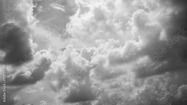 Obraz black and white clouds in the sunset