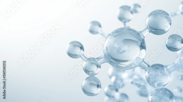 Obraz dna molecule background, Hyaluronic acid ingredient, transparent liquid texture, fluid, bubbles in water