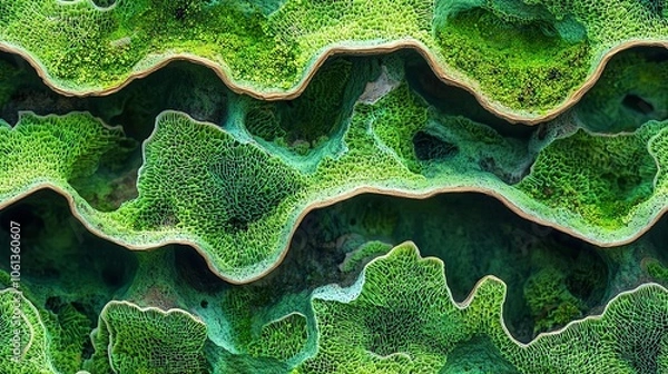 Fototapeta Explore the intricate patterns and textures of natural macro photography in lush green coral reefs