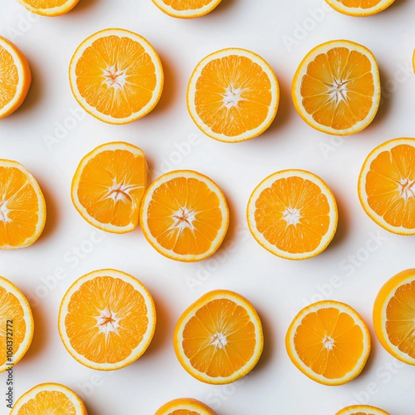 Fototapeta Seamless pattern of orange fruit on white background