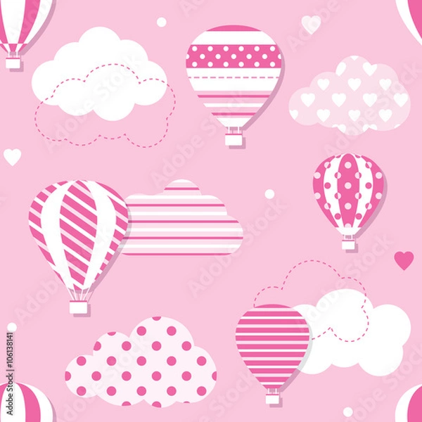 Obraz pink hot air balloons pattern