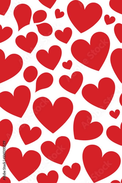 Fototapeta Romantic Red Valentine's Day Seamless Heart Pattern Vector