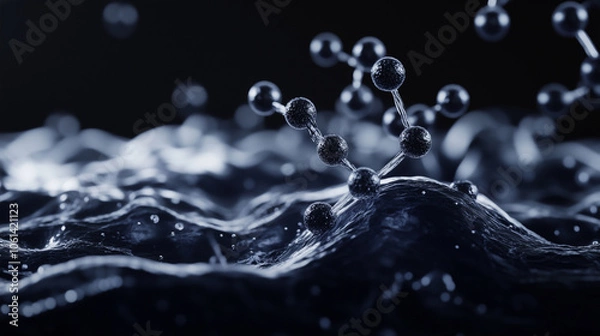 Fototapeta Molecular Structure of Activated Carbon in Water Filtration for Advanced Purification Technology