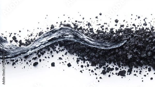 Fototapeta Activated Carbon Particles with Flowing Water for Effective Purification and Filtration