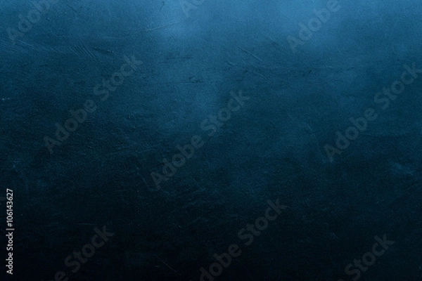 Obraz Old scratched and chapped painted dark blue wall. Abstract textured background, empty template