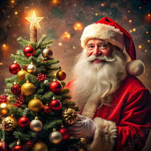 Obraz Christmas-theme with Santa and tree