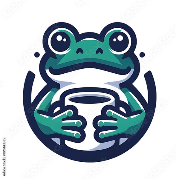 Obraz Cute Coffee Frog Logo