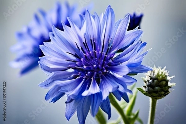 Fototapeta cornflower charm a delicate blue cornflower bloom with intricate