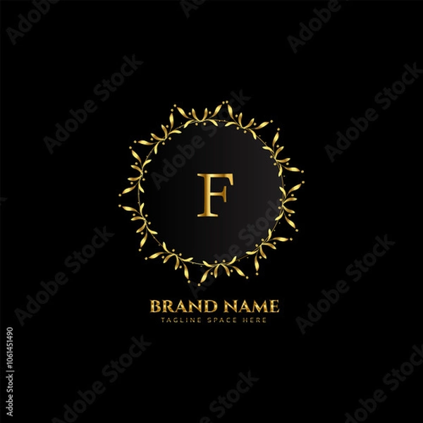 Fototapeta A CREATIVE LETTER LOGO DESIGN WITH GOLDEN COLOR