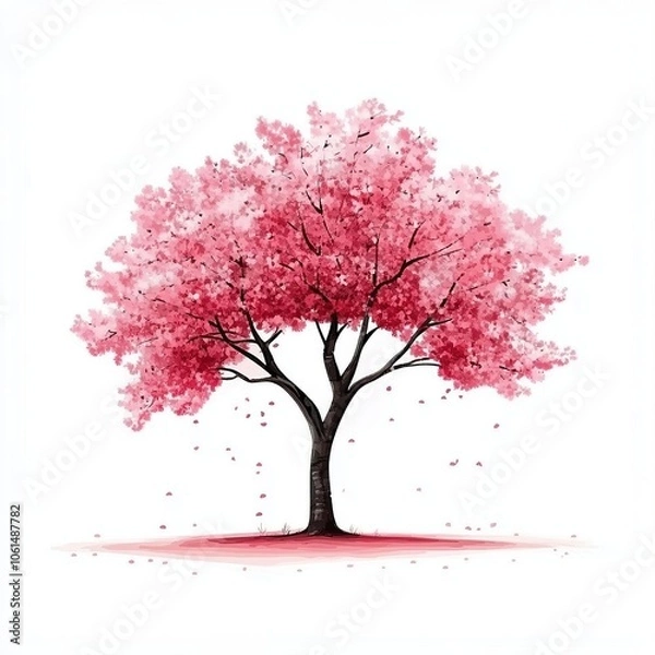 Fototapeta cherry tree on a white background