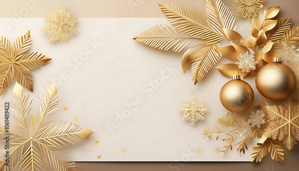 Fototapeta Professional Christmas greeting card, elegant gold foil 