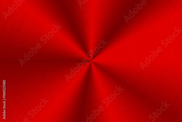 Obraz Abstract red metal background, shiny conical gradient radial foil or steel texture, illustration design for technology wallpaper