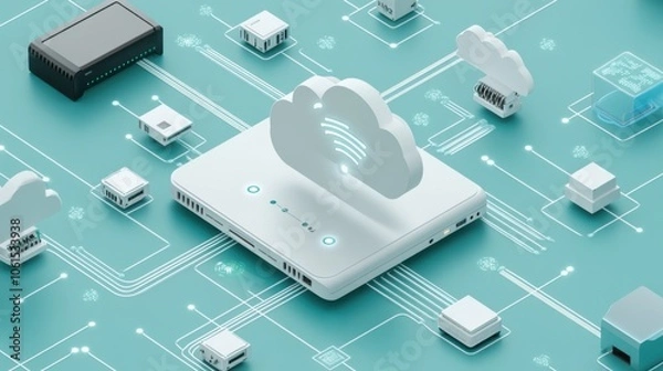 Obraz IoT gateways connecting multiple devices to a central cloud-based