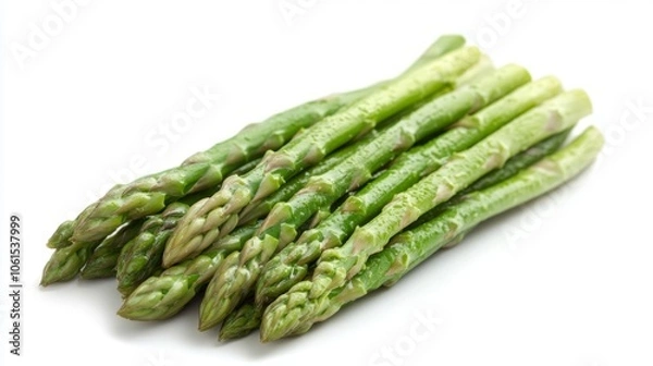 Fototapeta Fresh Green Asparagus Spears Isolated on White Background