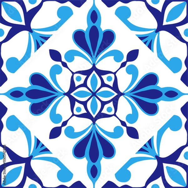 Fototapeta Tile seamless pattern design. With colourful motifs background.