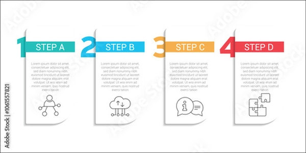 Fototapeta Modern Business Infographic Template with Colorful 4 Steps