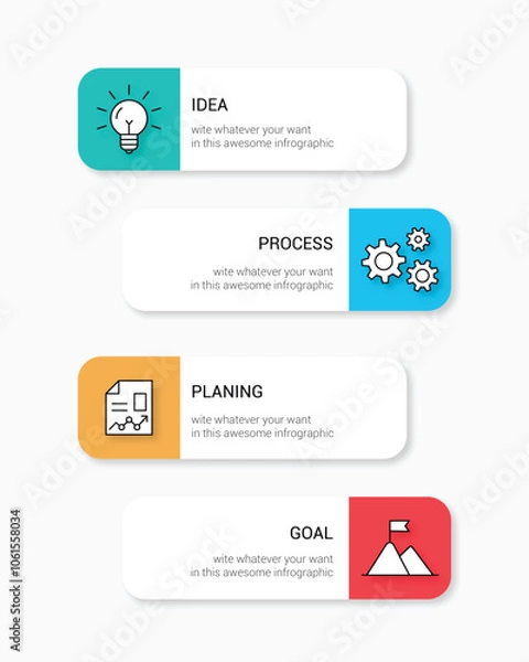 Fototapeta Modern 4 Steps Infographic Flowchart Design Template
