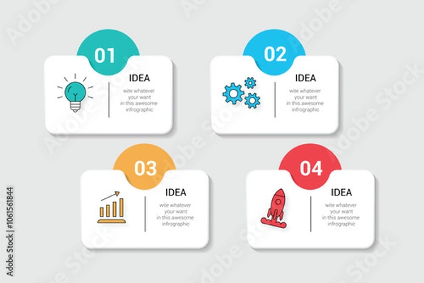 Fototapeta Infographic Label Design Template with Editable Stroke Icons and 4 Options or Steps