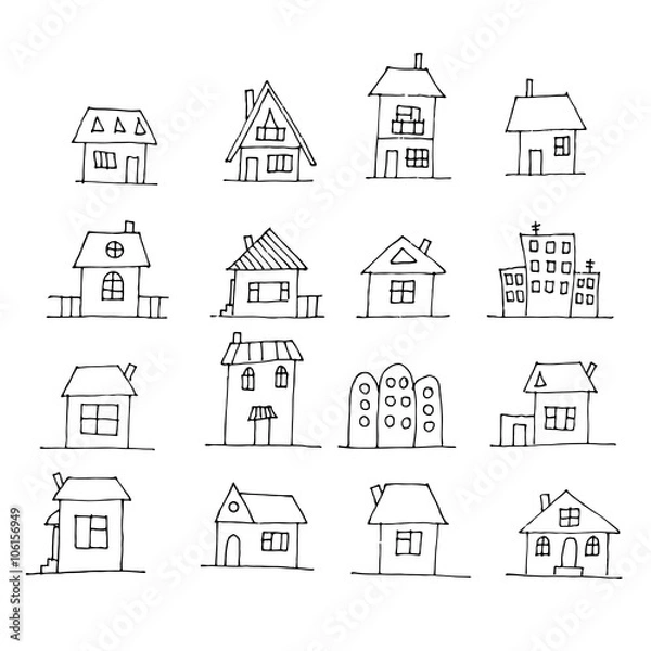 Obraz Hand drawn house set.