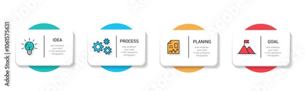 Fototapeta Business Infographic 4 Step Timeline Journey With Icons. Process Diagram, 4 Options on White Background