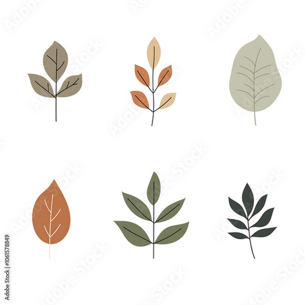 Fototapeta Minimalist style leaf vector without background