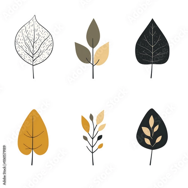 Fototapeta Minimalist style leaf vector without background.