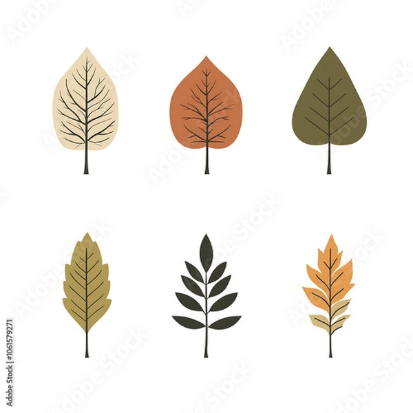 Fototapeta Minimalist style leaf vector without background