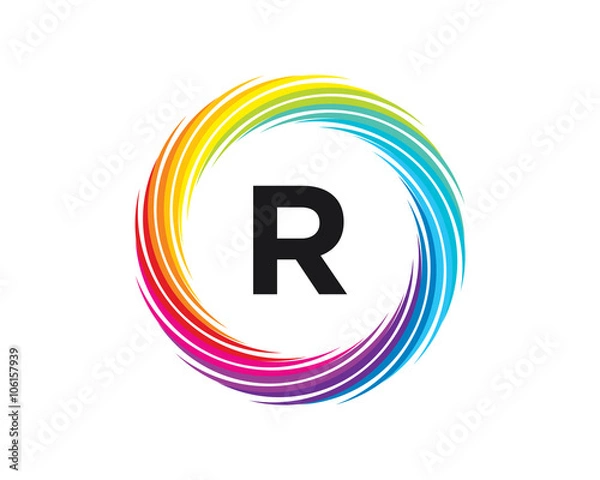 Fototapeta R Letter Rainbow Wave