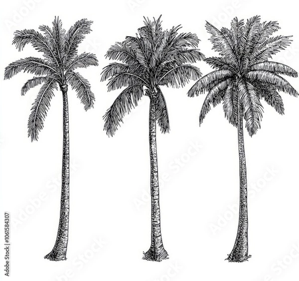 Obraz Palm Trees Sketch - Hand Drawn Tropical Illustration