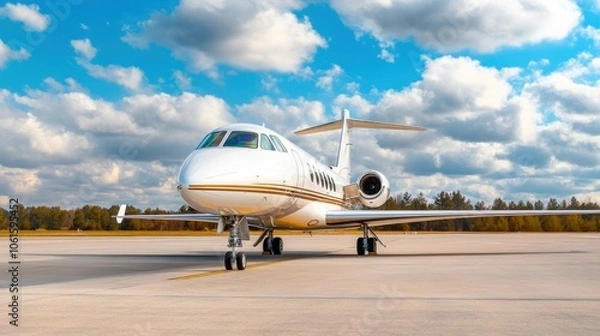 Obraz Sleek Private Jet on Sunny Runway
