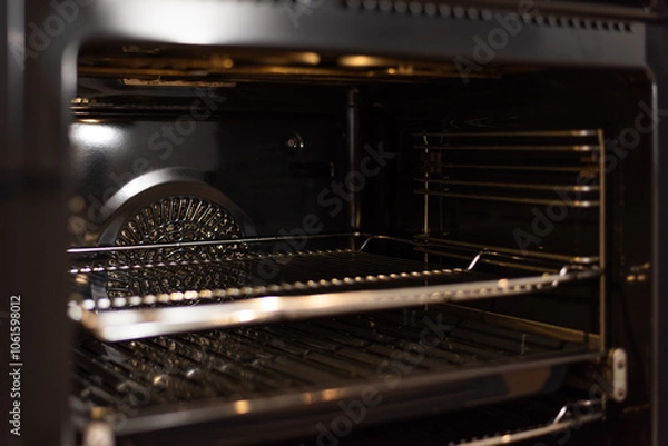 Obraz Empty open electric oven with hot air ventilation.